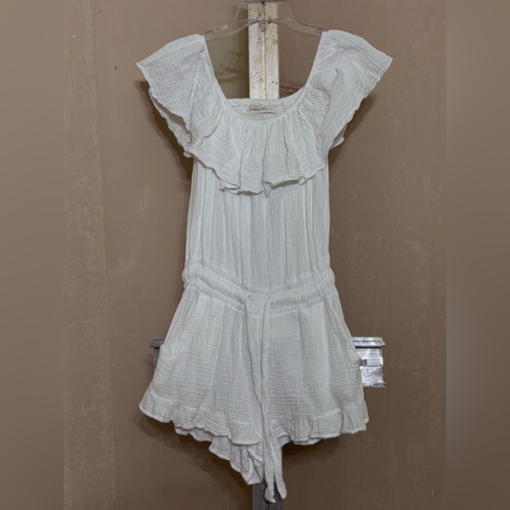 Ocean Drive Textured White Crinkle Romper Sz S